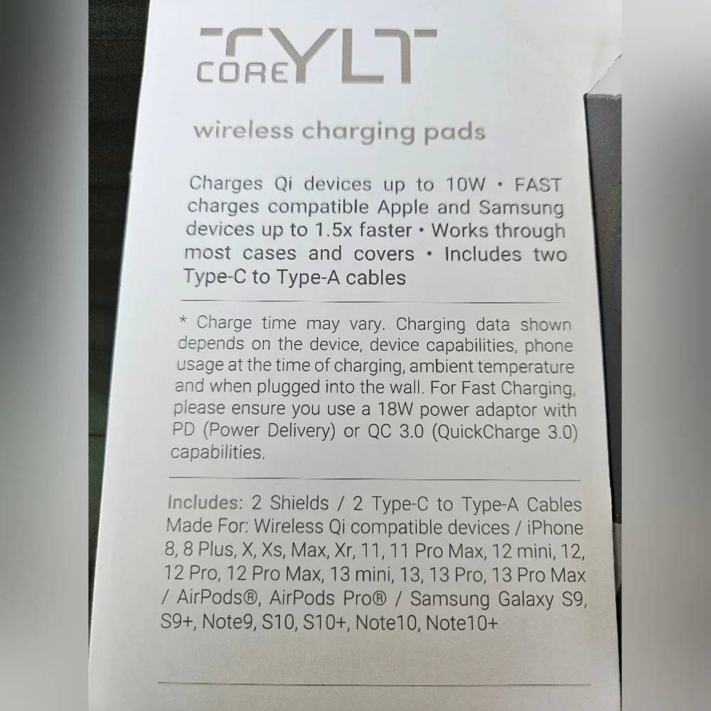 Tylt 2 pack shield qi wireless charging pads